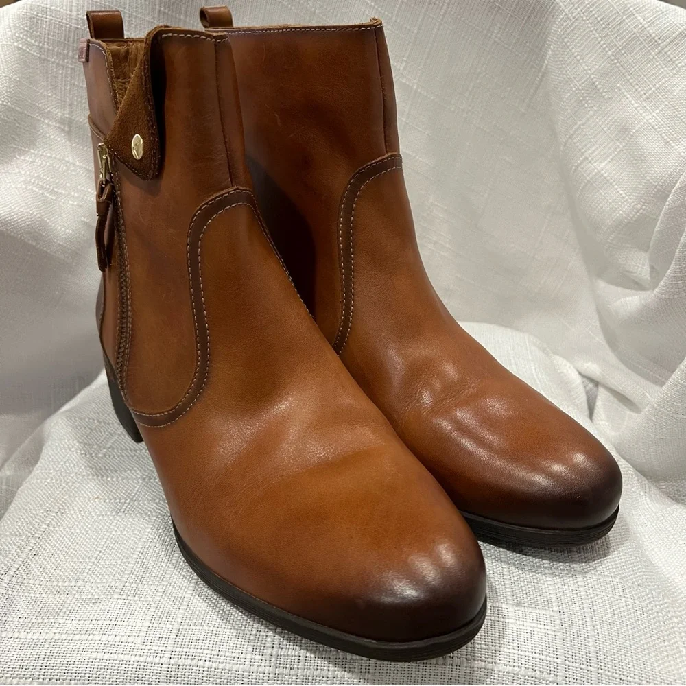 Pikolinos Malaga W6W Leather Bootie Brandy Ankle Boots EU 42/US 11 11.5 EUC Shoe - Picture 3 of 14